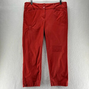 LOFT Outlet Pants Size 6 Original Crop Distressed Straight Stretch Cotton Red